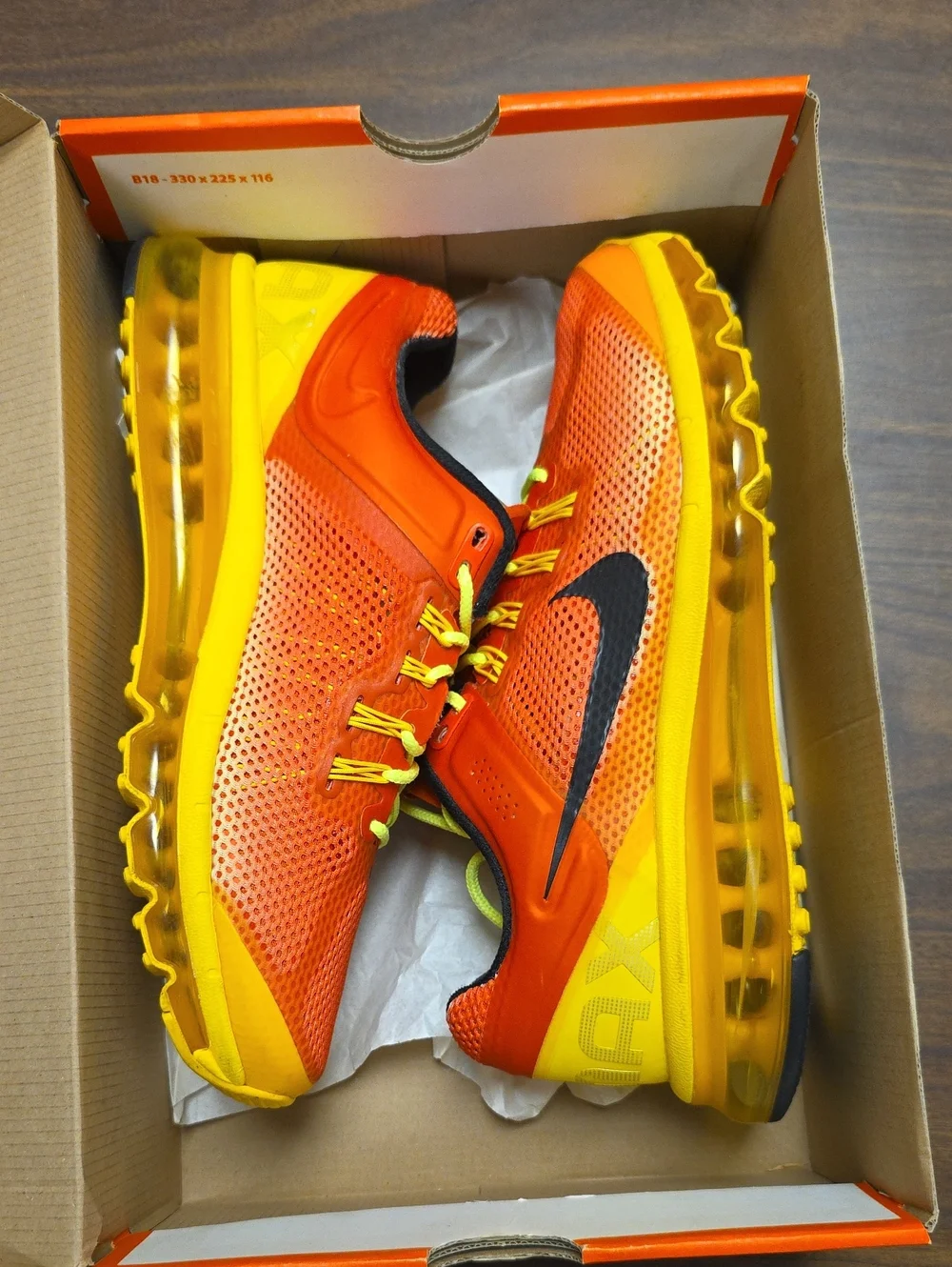 Nike Air Max+ 2013 Premium Orange Yellow 579954-807 Men's 8.5/Women's 10